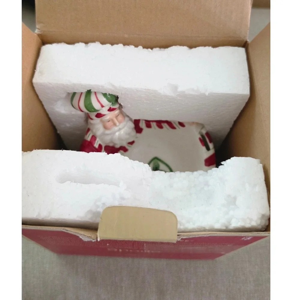 Spode Christmas Tree Peppermint Santa Bowl Ceramic Holiday Dip Dish